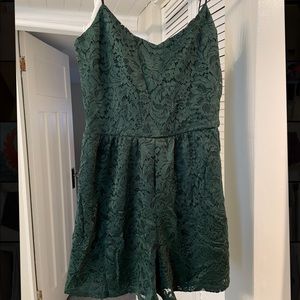 Forest Green Lace Romper